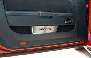 American Car Craft "SRT8" Brushed Door Badge Plate: Dodge Challenger 2008 - 2014