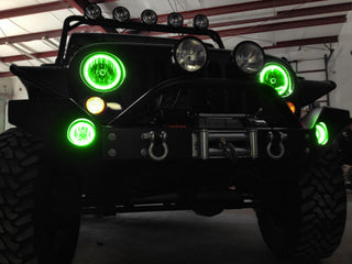 ORACLE Lighting Surface Mount LED Headlight Halo Kit Green: Jeep Wrangler 2007-2017 3.6L/3.8L V6