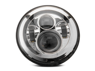 Raxiom Axial Series LED Daymaker Headlights Chrome Housing: Jeep Wrangler 1997-2018 4.0L I6 / 3.8L V6 / 3.6L V6 - Clear Lens