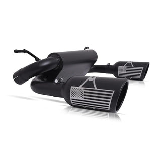 Gibson Black Ceramic Patriot Series Cat-Back Dual Split Exhaust: Jeep Wrangler 2007-2024