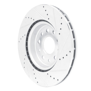 R1 Concepts Drilled & Slotted Brake Rotor (FRONT LEFT): Jeep Grand Cherokee 2022-2026 2.0L/3.6L/5.7L - Silver