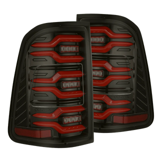 AlphaRex Luxx-Series LED Tail Lights (Black / Red): Ram 1500 2025 - 2026