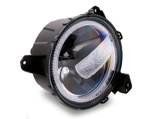 Raxiom Axial Series 9-In LED Headlights Black Housing (Clear Lens): Jeep Wrangler / Gladiator 2018-2025 3.6L / 6.4L 392