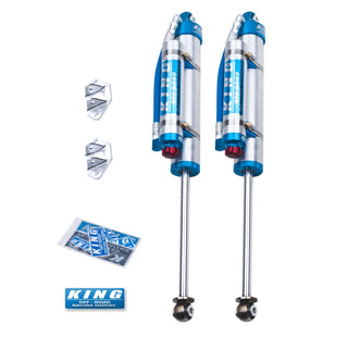 King Shocks Rear 2.5 Dia Piggy Hose Reservoir Shocks w/ Adjuster (3-5in Lift, Pair): Fits Most Jeep Wrangler Models (2007-2018)