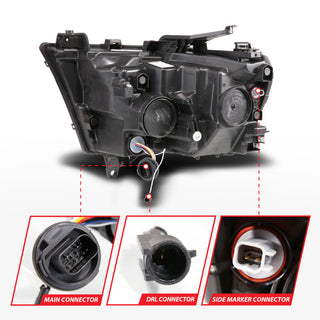 ANZO 19-24 RAM 1500 (New Body/OE Halogen) Full LED Proj Headlights DRL/SeqSig Black - Pass. Side