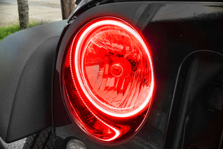 ORACLE Lighting Surface Mount LED Headlight Halo Kit Red: Jeep Wrangler 2007-2017 3.6L/3.8L V6
