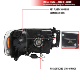 Spec D LED Tube Factory Style Headlights Matte Black Housing Clear Lens: Dodge RAM 1500 2002-2005 / RAM 2500 3500 2003-2005
