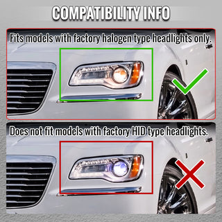 Spec D Projector Halo Headlights (Black w/ Amber Reflectors): Chrysler 300 2005 - 2010