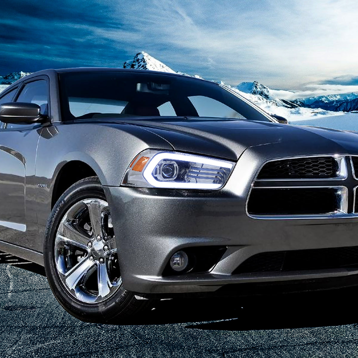 Spec D OE HID Projector Headlight (Chrome Housing Clear Lens): Dodge Charger 2011 - 2014 (Models Only)