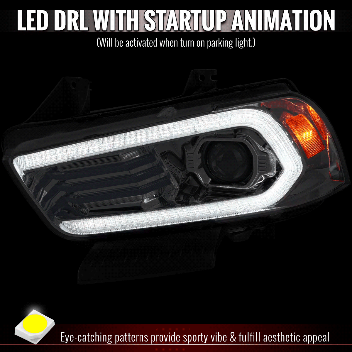Spec D OE HID Projector Headlight (Chrome Housing Clear Lens): Dodge Charger 2011 - 2014 (Models Only)
