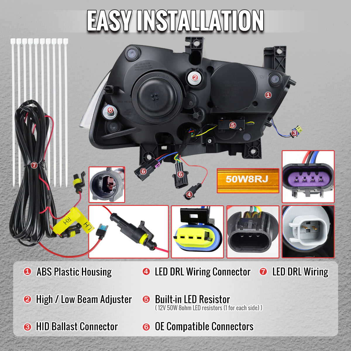 Spec D OE HID Projector Headlight (Chrome Housing Clear Lens): Dodge Charger 2011 - 2014 (Models Only)