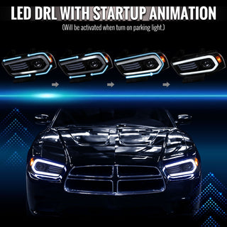 Spec D OE HID Projector Headlight (Matte Black Housing Clear Lens): Dodge Charger 2011 - 2014 (Models Only)