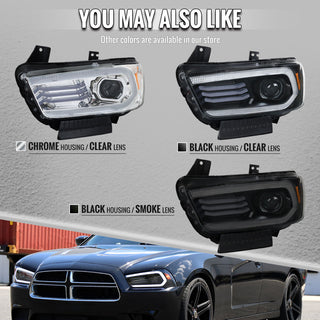 Spec D OE Halogen Projector Headlight (Matte Black Housing Smoked Lens): Dodge Charger 2011 - 2014 (Models Only)