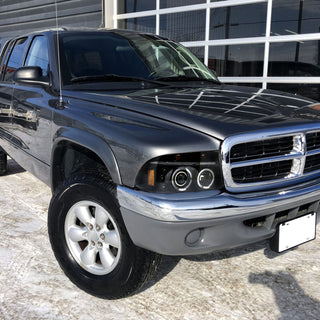 Spec D Projector Halo Headlights (Glossy Black): Dodge Dakota & Durango 1997 - 2004
