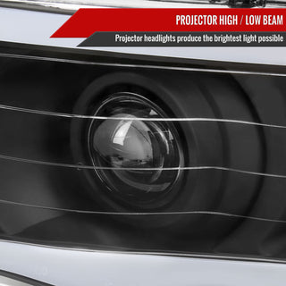 Spec D Projector Halo Headlights w/ LED Bar (Black): Dodge Ram 2002 - 2005