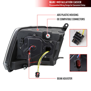 Spec D Projector Halo Headlights (Black w/ LED Sequential Signal): Dodge Ram 2009 - 2018