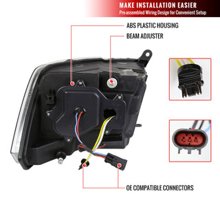 Spec D Projector Halo Headlights w/ Sequential Turn Signal (Black): Dodge Ram 2009 - 2018