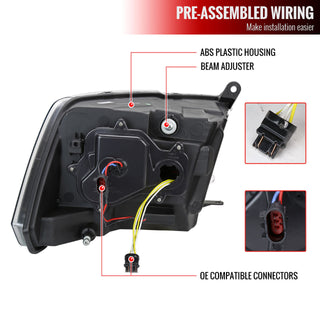 Spec D Projector Halo Headlights (Chrome w/ LED Sequential Signal): Dodge Ram 2009 - 2018