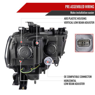 Spec D Projector Halo Headlights (Matte Black): Ram 2500 & 3500 2019 - 2024