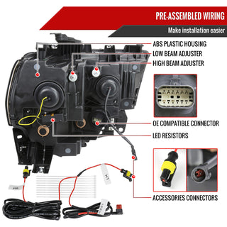 Spec D Projector Halo Headlights (Smoke w/ Sequential LED Signal): Ram 2500 & 3500 2019 - 2024