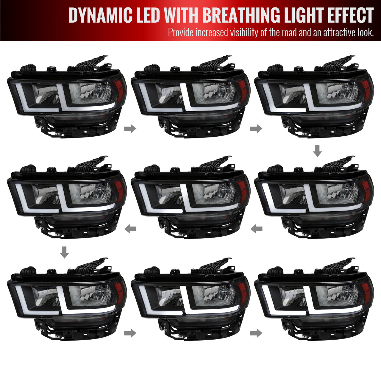 Spec D DRL LED Headlights (Black): Ram 2500 & 3500 2019 - 2024