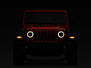 Raxiom Axial LED Headlights Black Housing: Jeep Wrangler JL 2018-2025 / Gladiator 2020-2025 6.4L 392 / 3.6L V6 / 3.0L EcoDiesel / 2.0L Turbo