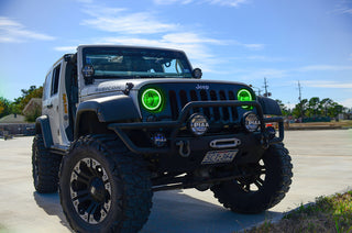 ORACLE Lighting Surface Mount LED Headlight Halo Kit Green: Jeep Wrangler 2007-2017 3.6L/3.8L V6