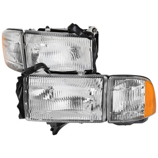 Spec D OEM Style Headlights & Corner Lights (Chrome): Dodge Ram 1998 - 2002