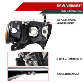 Spec D OEM Style Headlights & Corner Lights (Black): Dodge Ram 1500 Sport 1999 - 2001