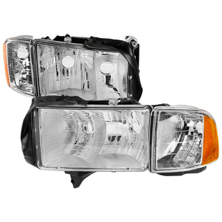 Spec D OEM Style Headlights & Corner Lights (Chrome): Dodge Ram 1500 Sport 1999 - 2001