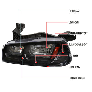 Spec D LED Headlights (Black): Dodge Charger 2006 - 2010