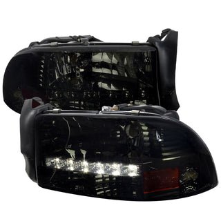 Spec D Crystal Headlights w/ LED's (Smoke): Dodge Dakota & Durango 1997 - 2004