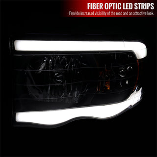 Spec D LED Tube Factory Style Headlights Matte Black Housing Clear Lens: Dodge RAM 1500 2002-2005 / RAM 2500 3500 2003-2005