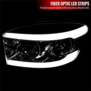 Spec D OEM Style Headlights w/ LED Bar (Smoke): Dodge Ram 2006 - 2008
