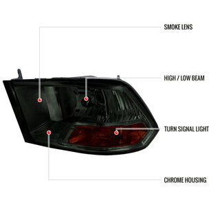 Spec D Euro Headlights (Smoke): Dodge Ram 2009 - 2018