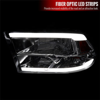 Spec D OEM Style Headlights w/ LED Bar (Chrome): Dodge Ram 2009 - 2018