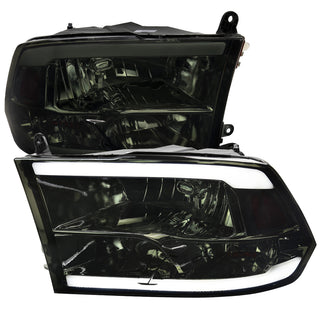 Spec D LED Bar Factory Style Headlights Chrome: Dodge Ram 1500 / 2500 / 3500 2009-2024