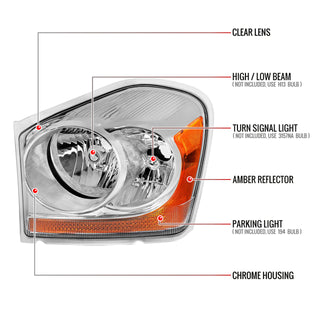 Spec D OEM Style Headlights (Chrome): Dodge Durango 2004 - 2006