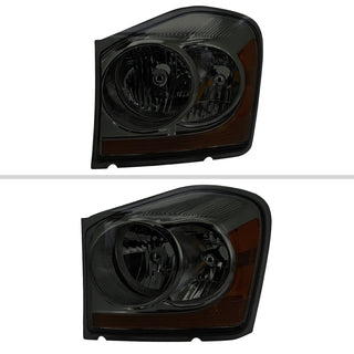 Spec D Factory Style Headlights Chrome/Smoked Lens: Dodge Durango 2004-2006