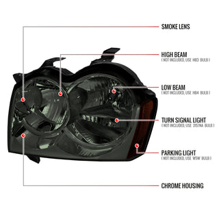 Spec D OEM Style Headlights (Smoke): Jeep Grand Cherokee 2005 - 2007