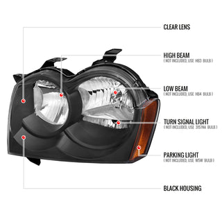 Spec D OEM Style Headlights (Black): Jeep Grand Cherokee 2005 - 2007