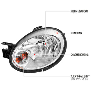 Spec D OEM Style Headlights (Chrome): Dodge Neon 2003 - 2005