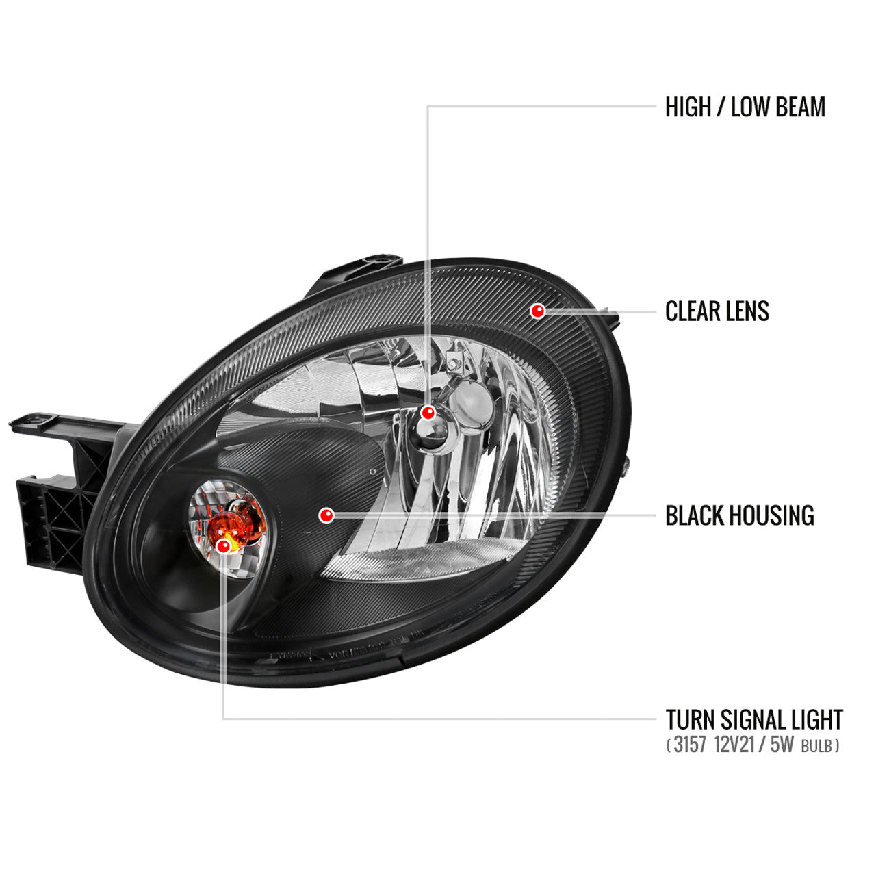 Spec D Crystal Headlights (Black): Dodge Neon 2003 - 2005