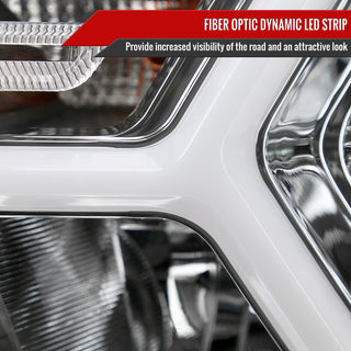 Spec D Animated LED Bar Headlights Chrome Clear Lens: Ram 1500 2019-2024 w/ Factory Halogen