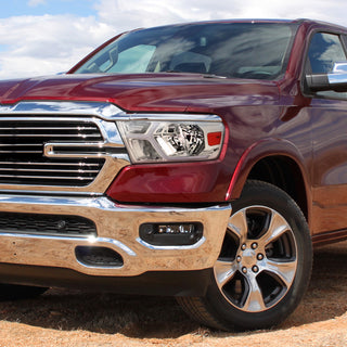 Spec D Animated LED Bar Headlights Chrome Clear Lens: Ram 1500 2019-2024 w/ Factory Halogen