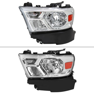 Spec D Factory Style Crystal Headlight Chrome Housing (DRIVER): Ram 1500 2019-2024 3.6L/5.7L