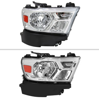 Spec D Factory Style Crystal Headlight Passenger Side: Ram 1500 2019-2024 w/ Chrome Housing