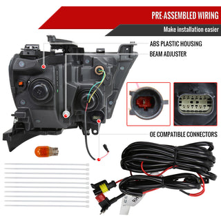 Spec D Animated LED Bar Headlights Clear Lens Matte Black: Ram 1500 2019-2024 w/ Factory Halogen