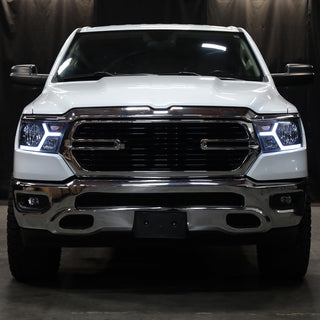 Spec D Animated LED Bar Headlights Clear Lens Matte Black: Ram 1500 2019-2024 w/ Factory Halogen