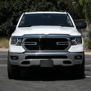 Spec D Animated LED Bar Headlights Clear Lens Matte Black: Ram 1500 2019-2024 w/ Factory Halogen